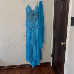 Baby blue embroidered dress